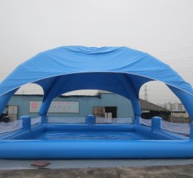 Pool2-558 Çadırlı büyük mavi şişme havuz