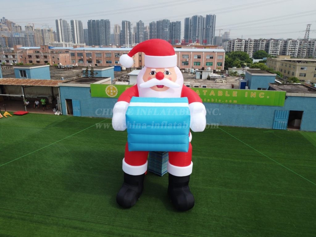 C1-219 8M Height Inflatable Santa Claus With Gift Box