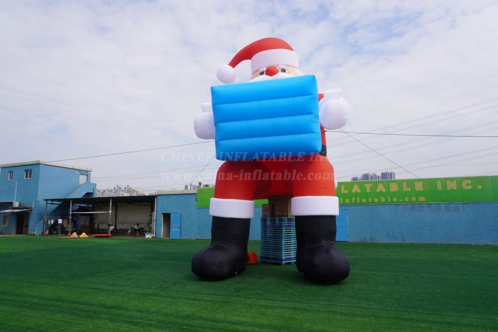 C1-219 8M Height Inflatable Santa Claus With Gift Box